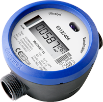 Rund vandmåler med et display