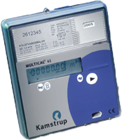 Firkantet vandmåler med display