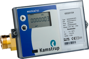 Firkantet vandmåler med display